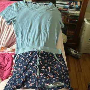 LuLaRoe Light Blue and Navy Pajama Set